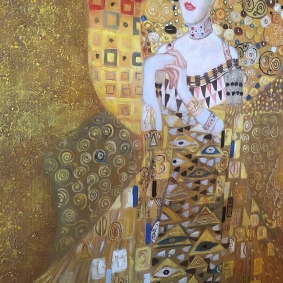HAND PAINTED 21” Canvas Framed of Gustav Klimt.. - Picture 12 of 16